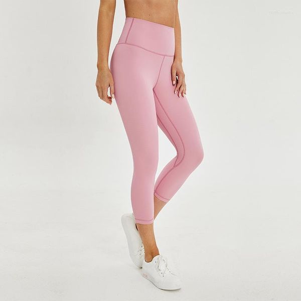 Active Pants Stretchy High Waist Gym Sport Tights Soft Female Athletic Fitness Capri Leggings Damen Innentasche Cropped Yoga