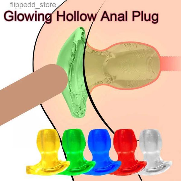 Другие массажные элементы Полая заглушка светящиеся анальные секс -игрушки Butt Plug Night Peeping Eneme Massage Massage жесткий пет