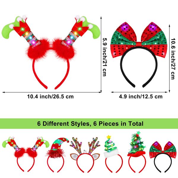 Decorações de Natal Headbands LED Cabeça de Rena Boppers Xmas Antler Santa Ees Faixas de Cabelo para Festa de Férias Acessórios Gota Entregar AML8F