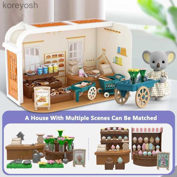 Кухни Play Food Koala Kitchen DIY Scene Миниатюрная мебель 1/12 Sunshine Villa Model Bunny Cooking Toys House For Dollhouse Girl GiftL231104