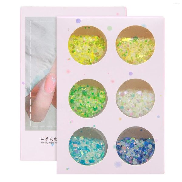 Fiocchi di gel per unghie Paillettes luminose Elegante scatola da 6 colori per le vacanze