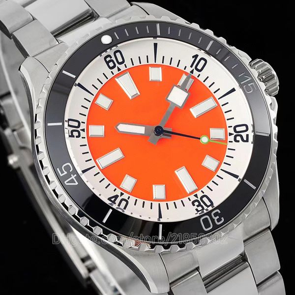 Männer beobachten automatische Bewegung Luxus Uhren Designer Armbanduhr Orange Zifferblatt Keramik Lünette Sapphire Gummi-Gurt Verstellbare Montre de Luxe Selbstwind-Armbanduhr