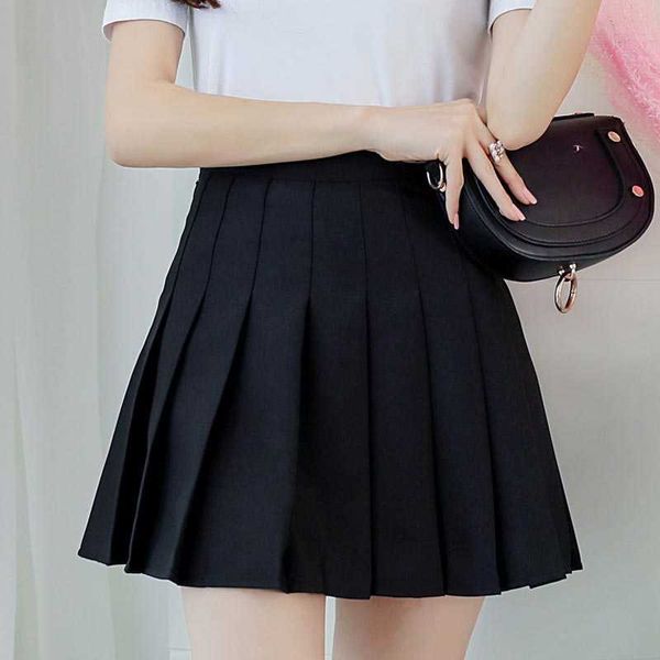 SAIRS MULHERES CAIL HIGH PLEAT SKIRT Y2K VERMUEL CASual Kawaii A-line Plaid Black Tennis Japanese School Uniform Mini Shairs For Girls P230403