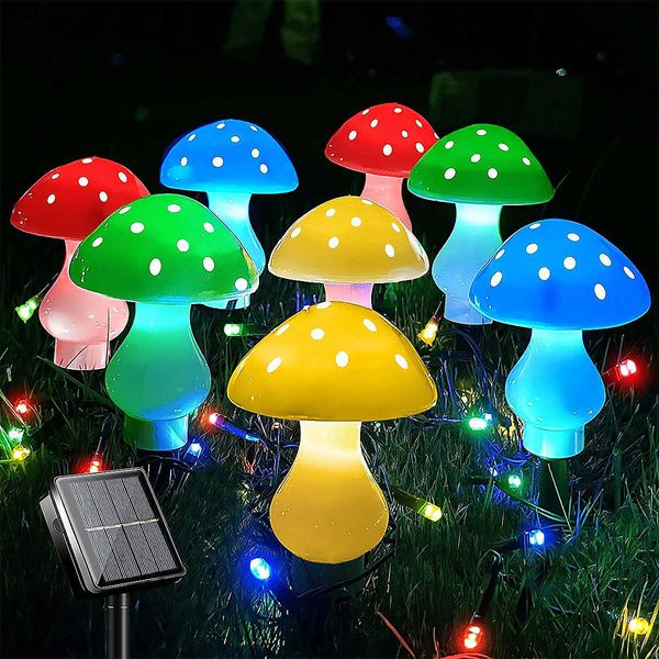 Lâmpadas de gramado 3/8/10pcs LED Cogumelo solar Luz de jardim ao ar livre Decoração de jardim à prova d'água Fairy Solar Solar Light Pathway Lâmpada Lâmpada Luz Luz P230406