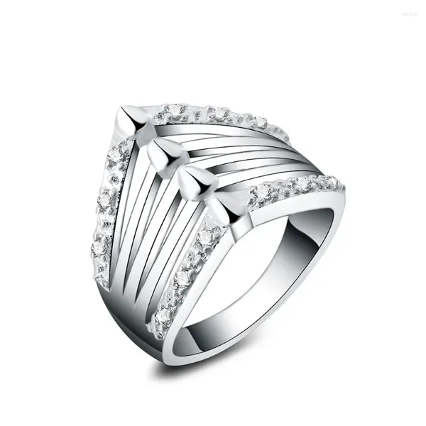 Eheringe Whosale Drop Silber Kristall Ring Nette Edle Hübsche Mode 925 Überzogene Frauen Dame Schmuck Geschenk