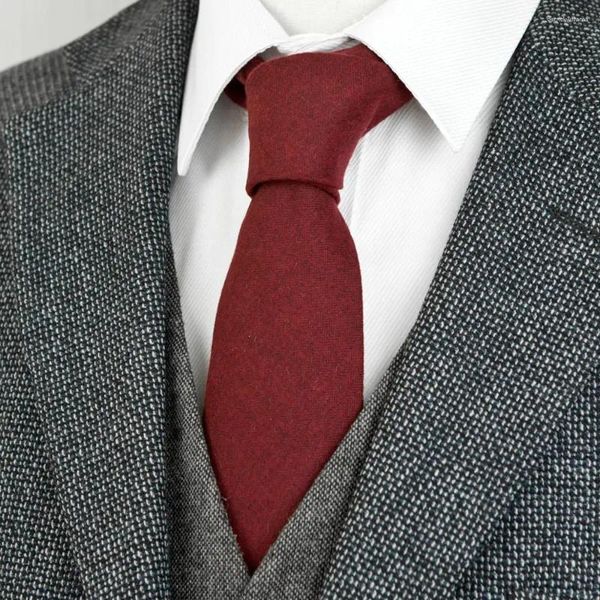 Laços masculinos gravatas sólidas cinza cinza vermelho azul laranja gravata de lã artesanal requintado terno presente para homens chegada