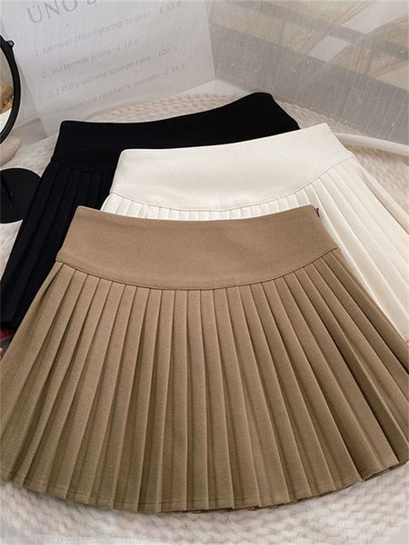 Röcke Yitimoky Plissee Leder Damen Mini Hohe Taille Büro Damen Schwarz Leder Herbst Koreanisch Mode Bekleidung Elegant Lässig 230404