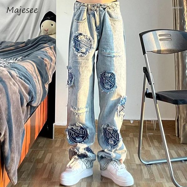 Herren Jeans riss Männer High Street Handsome Frühlingsherbst Patches Brokren Retro American Style Teenager Jugendliche Hosen Y2K