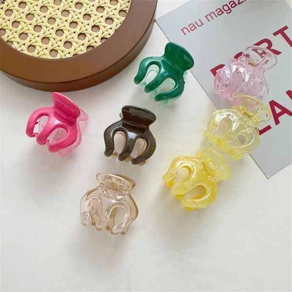 4CM Donna Colore della caramella Principessa Design della testa Artigli per capelli in plastica Barrettes Capelli Trendy Side Bang Clip Ragazze Dolce Ponytail Holder