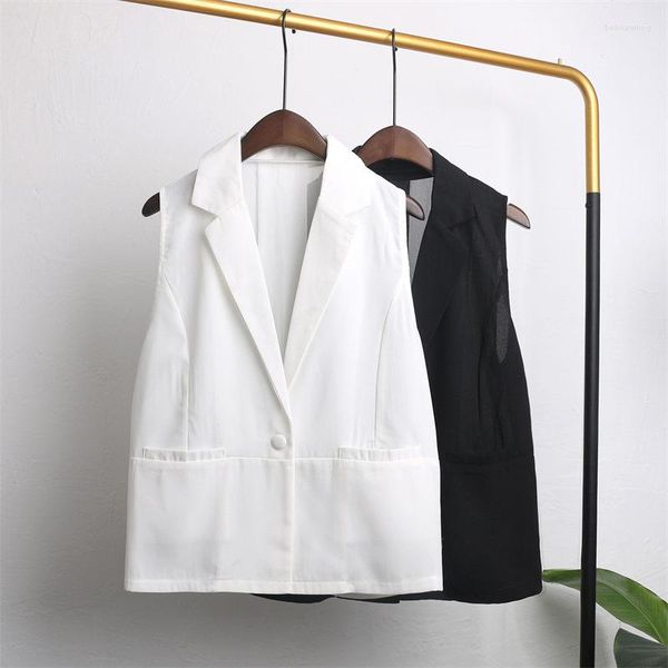 Coletes femininos coletes finos de colete feminino verão chiffon top 2023 moda moda coreana mangas curta jaqueta de cardigã