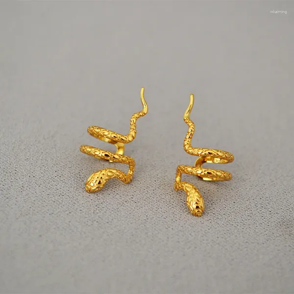 Rückseiten-Ohrringe, koreanische Version von Dongmen Gate, vermessingt mit Gold, kreative und agile Spiralschlange, modisches minimalistisches Temperament