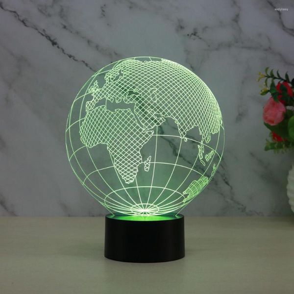 Luzes noturnas Globo europeu 3D Small Light Touch Remote Control Remoto Decorativo Presente Atmosfera Lâmpada Colorida