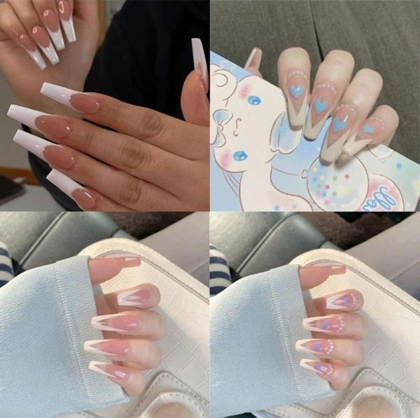 Falsche Nägel 24pcsBox Fashion Ballerina Abnehmbares Maniküre-Werkzeug Vollständige Abdeckung Langer Sarg Französische Nagelspitzen Tragbare Fake6187027