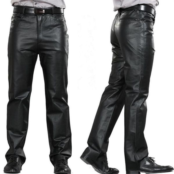 M-7xl Plus Größe Mode Leder Hosen Motorrad Hosen Männer Echtes Leder Gerade männer Flache Zipper Regular232w