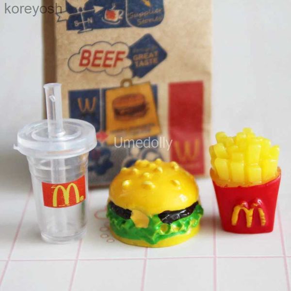 Cuisines jouer à la nourriture mignon 1/6 Miniature maison de poupée Mini Hamburger Coke frites restauration rapide pour Blyth Pullip maison de poupée accessoires de cuisine ToyL231104