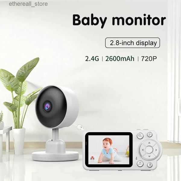 Monitores para bebês Monitor para bebês sem fio interno de 2,8 polegadas Vídeo de vigilância Áudio bidirecional Visão noturna Câmera inteligente para bebês Proteção de segurança Q231104