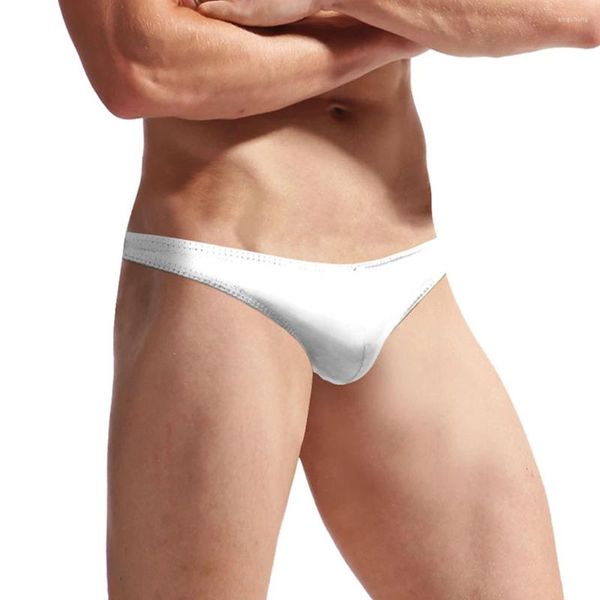 Cuecas masculinas cintura baixa briefs roupa interior cor sólida altamente elástica jock cinta calcinha cetim respirável macio sexy troncos