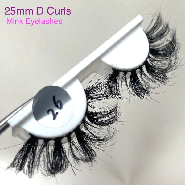 Factory Russia D Curls Estensione ciglia di visone Naturale lungo soffice Morbido Sexy Siberiano Vera pelliccia di visone vergine grezza Spessa 3D 5D Trucco 25mm Eye Lash Etichetta privata personalizzata