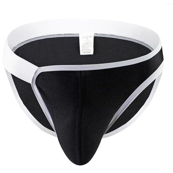 Cuecas de cintura baixa roupa interior para homem tendência preta escovado confortável sexy lado levantado calças triangulares masculinas traceless