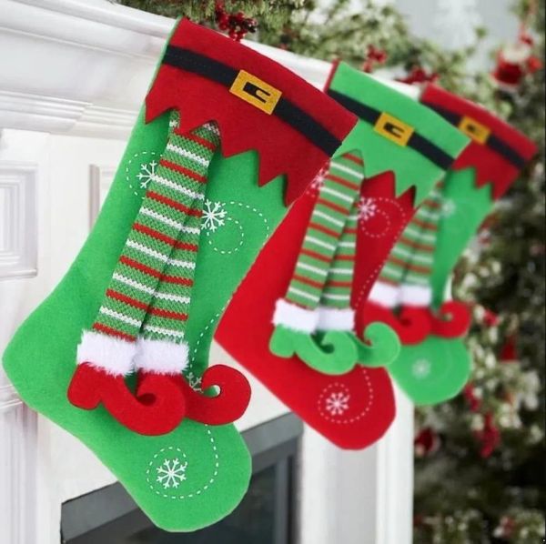 Decorações de natal meias saco de presente de doces para casa noel navidad crianças decoração de árvore 1104