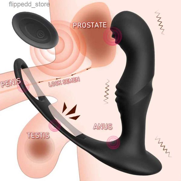 Outros itens de massagem Massagem de próstata masculina Vibrador anal remoto 10 velocidades Atraso Anel de ejaculação Testis Estimular ânus Plug Butt Adult Sex Toys 18+ Q231104