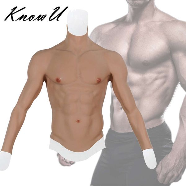 Костюмы комбинезона, мужской костюм на груди, искусственные мышцы живота, реалистичный силиконовый искусственный костюм для косплея