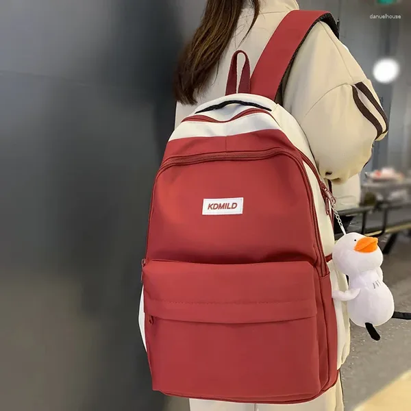 Okul çantaları serin kadınlar kırmızı su geçirmez dizüstü bilgisayar çantası kadın sevimli sırt çantası moda kızı kawaii kolej trendy bayan seyahat kitap çantası