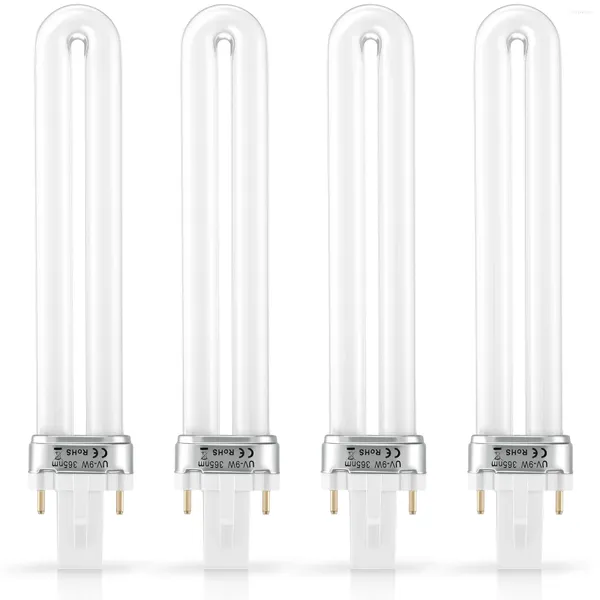 Essiccatori per unghie 4 pezzi Tubo luminoso per smalto gel UV Parti di ricambio Lampada 9W a forma di U 365nm Asciugacapelli Ugh