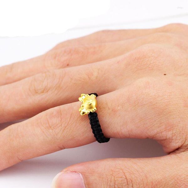 Кластерные кольца действительно 24 тыс. Желтого золотого кольца Женщины Симпатичная мода крабов