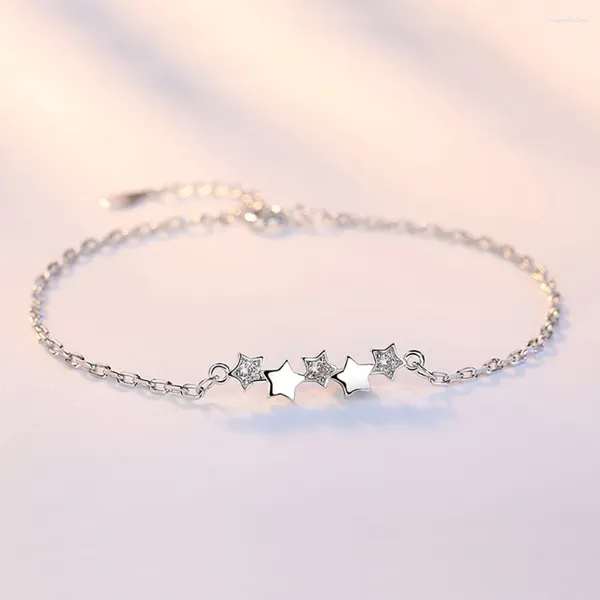 Braccialetti di collegamento S925 Argento placcato stella di cristallo braccialetto di fascino per le donne ragazze eleganti gioielli di compleanno festa di nozze Sl459