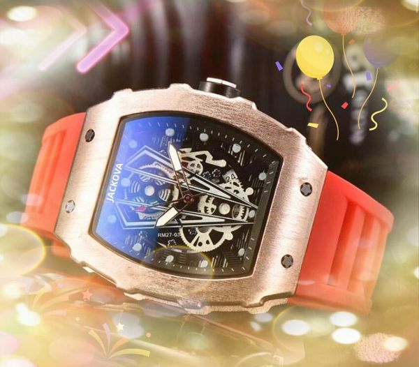 Beliebte Militärsport Große Herrenuhren Quarzbatterie Superfeine Mode Blumen Skelett Zifferblatt Einzigartige Silikon Gentleman Business Woche Design Uhr Uhr Geschenke