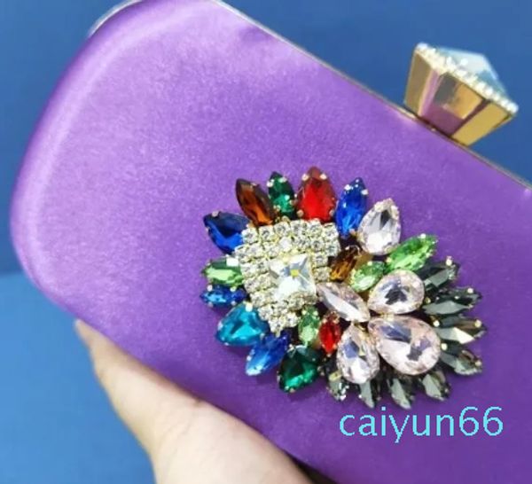 Scarpe eleganti Set africani Set da donna e borsa per la prima festa Design a farfalla con diamanti pieni in colore viola