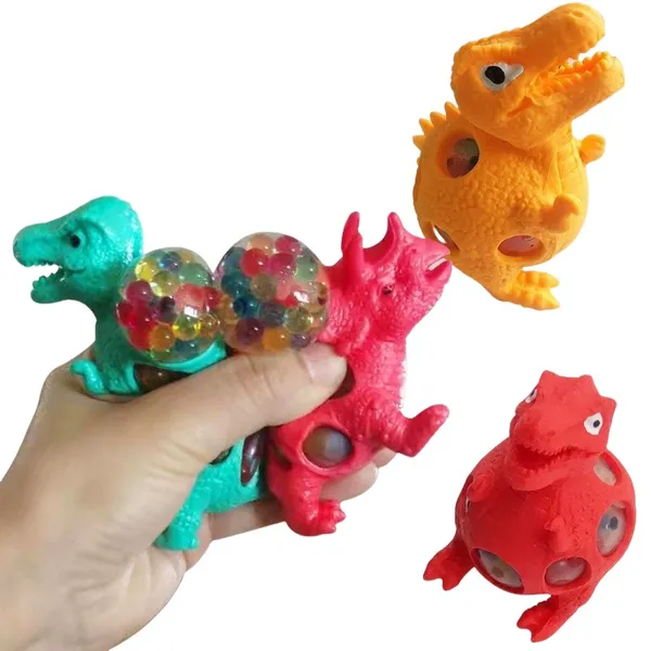 Brinquedos de descompressão de dinossauro pitada multicolorida contas explosivas bola de uva extrusão bola de uva de cristal animal