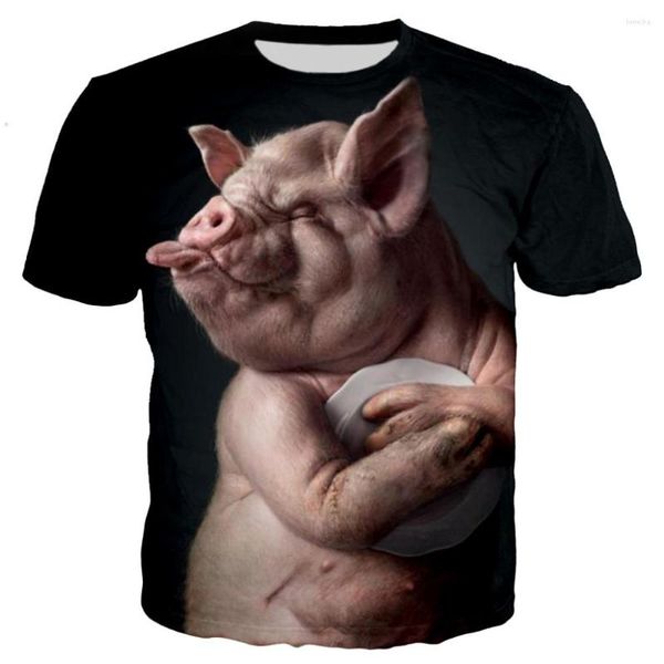 Herren-T-Shirts kommen Neuheit Tier Schwein Hund Kuh Serie Shirt Männer Frauen 3D-Druck Harajuku Stil Sommer Tops