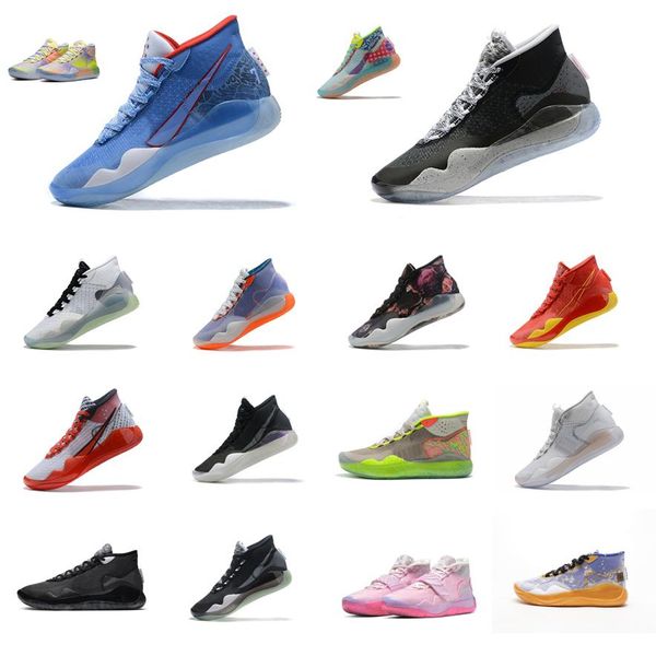 Kd 12 Mens Basketball Shoes Eybl Pink Aunt Pearl Blue Gaze Peach Jam Team Red Black White Kevin t 12s Xii Sneakers Tennis with Box