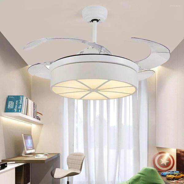 Ventilatore a soffitto a LED Lampada a sospensione Lampadario leggero per bambini 42 pollici con telecomando Sospensione per cartoni animati Illuminazione per ragazzi