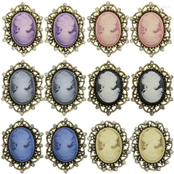 Broschen WEIMANJINGDIAN Marke 10 Stück Factory Outlet Vintage Style Queen's Cameo Brosche Pins in verschiedenen Farben