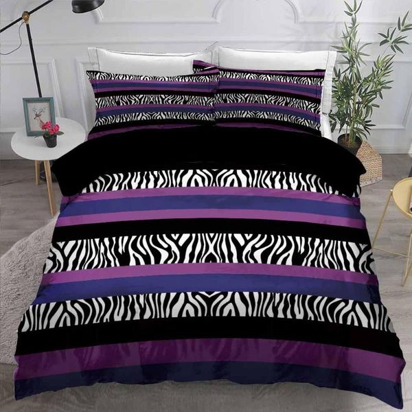 Bettwäsche-Sets, Zebra-Leopard-Set, Housse de Couette, 2 Personen, europäische und amerikanische Doppelgröße, Baumwollbettwäsche, 3D-Bettbezug