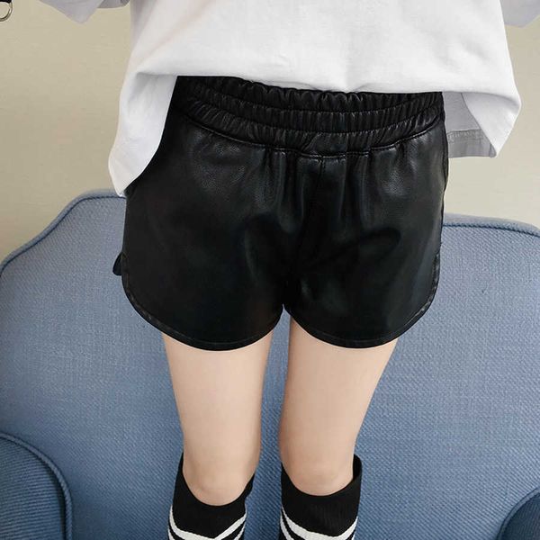 Shorts Baby Mädchen Kunstleder kurz Teenager Frühling lässig PU-Leahter Bottom Shorts Kinder feste Lederlegging Hose 100-160cm AA230404