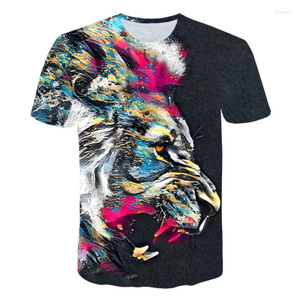 Мужская рубашка Summer Lion 3D футболка модная футболка для животных мужской повседневная рубашка с коротким рукавом с короткими рукавами