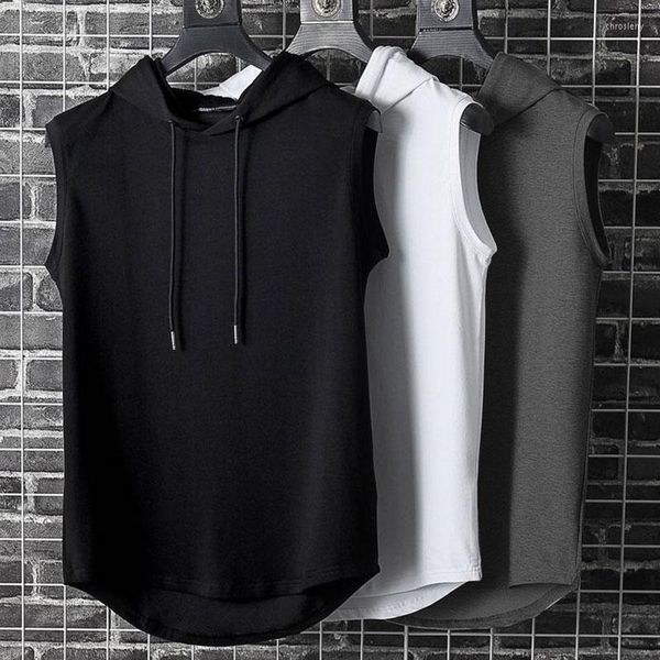 Canotte da uomo 2023 Summer Casual Loose Men Hoodie Vest Sleeveless Bodybuilding Hip Hop Felpa Top maschile