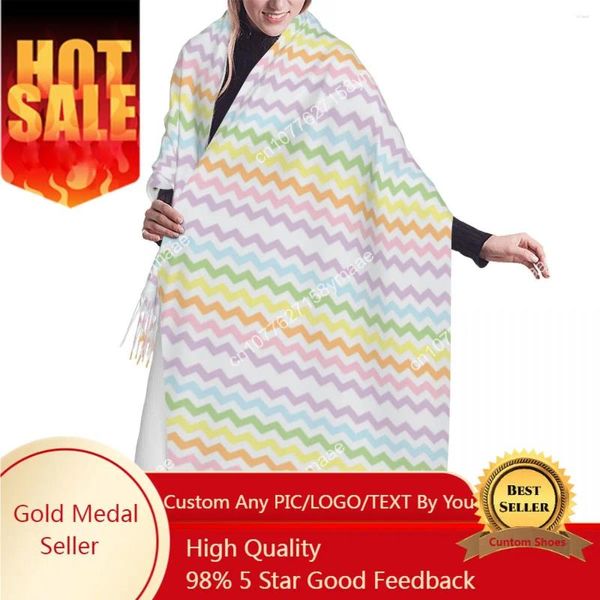 Schals Große Chevrons Bunte Zickzackmuster Kunst Frauen Winter Herbst Weiche Warme Quaste Schal Wrap Böhmischen Modernen Geometrischen Schal