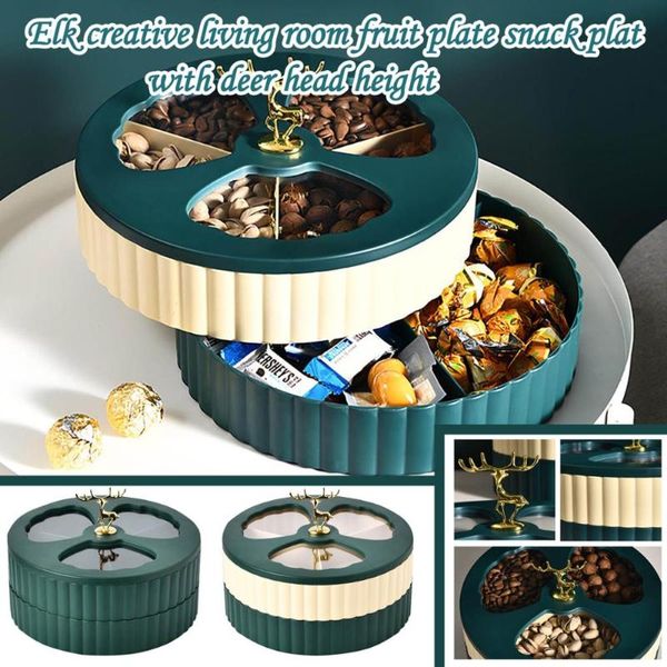 Cucchiai 1PC Cucina Soggiorno Alce Vassoio di Frutta Creativa Scatola di Caramelle Secche Snack Ristorante Bar Forniture D70