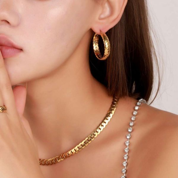 Edelstahl Golden Blattkette Anhänger Halskette Titan Silber Mode Schmuck Schlüsselblatt weibliche Armband Ohrring Set Swarovski Elemente