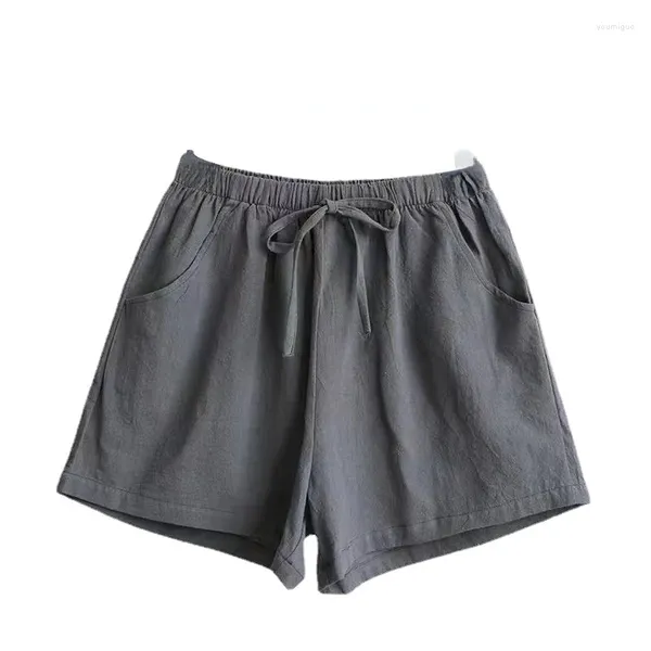 Damen-Nachtwäsche, lässige Leinen-Shorts, Damen, Fitnessstudio, Workout, Baumwolle, kurze Hosen mit hoher Taille, schwarze Damen, Sport