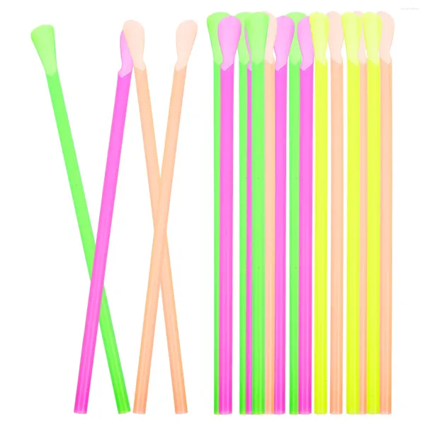 Tek kullanımlık fincan pipetler 150pcs kaşık kabarcık çay milkshake için içme jumbo içecekler (karışık renk) plastik