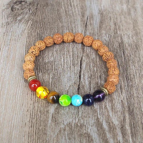 Charm-Armbänder für Damen und Herren, handgefertigt, DIY, 8 mm, Holzperlen, 7 Chakra-Armband, Yoga, Heilung, Reiki, Mala, Buddha, sieben Schmuck