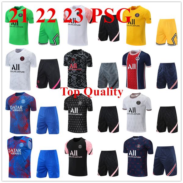 PSGs Manuselos de manga curta Men colete 22/23 Classic Style Paris Treinamento Treinamento Sportswear futebol Soccer Jersey Kit Uniforme Chandal Sweater adulto