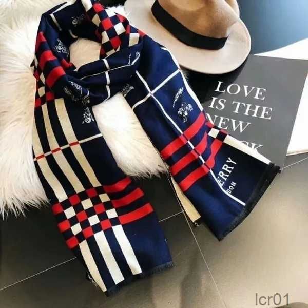 Sciarpa di design di lusso da donna 100% cashmere double face unicorno plaid stampa di lettere scialle da uomo puro con scatola all'ingrossoqo27