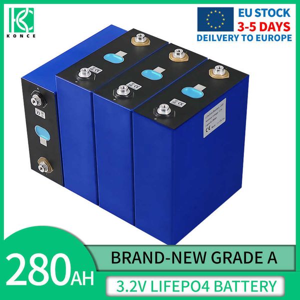 280AH Lifepo4 Batterie 3,2 V wiederaufladbare Packung DIY Lithium-Eisen-Phosphat 12 V 24 V für Elektroauto RV Solarenergie-Speichersystem